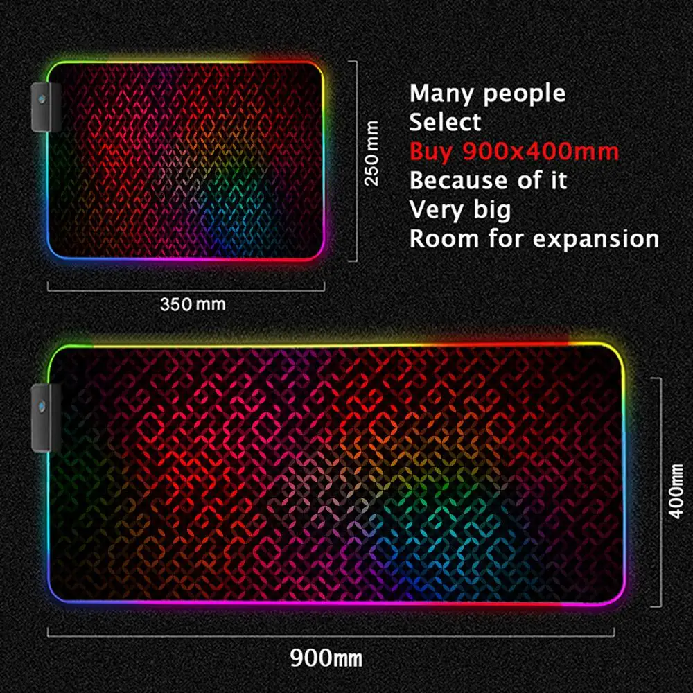 Cool Abstract Mouse Pad Large RGB Gaming Mousepad LED Light Locked Edges Game Accessories Table Pads PC Keyboard Mat XXL 90x40cm photo 5