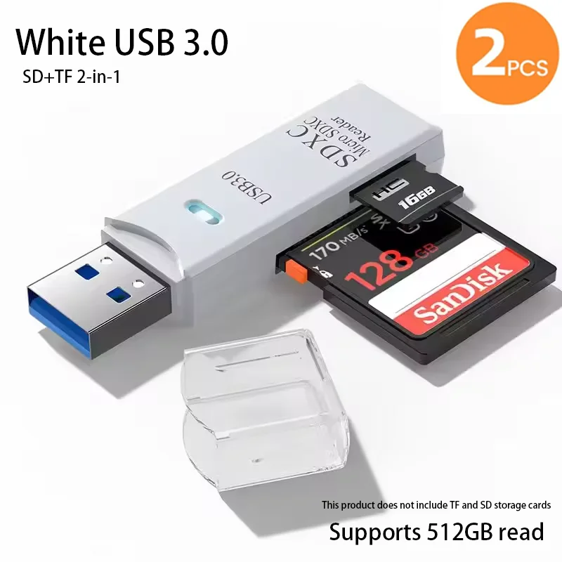 2-in-1 USB 3.0 High Speed Card Reader TF Memory Card Adapter Portable USB Flash Drive Design for PC Laptop Office Accessories photo 4