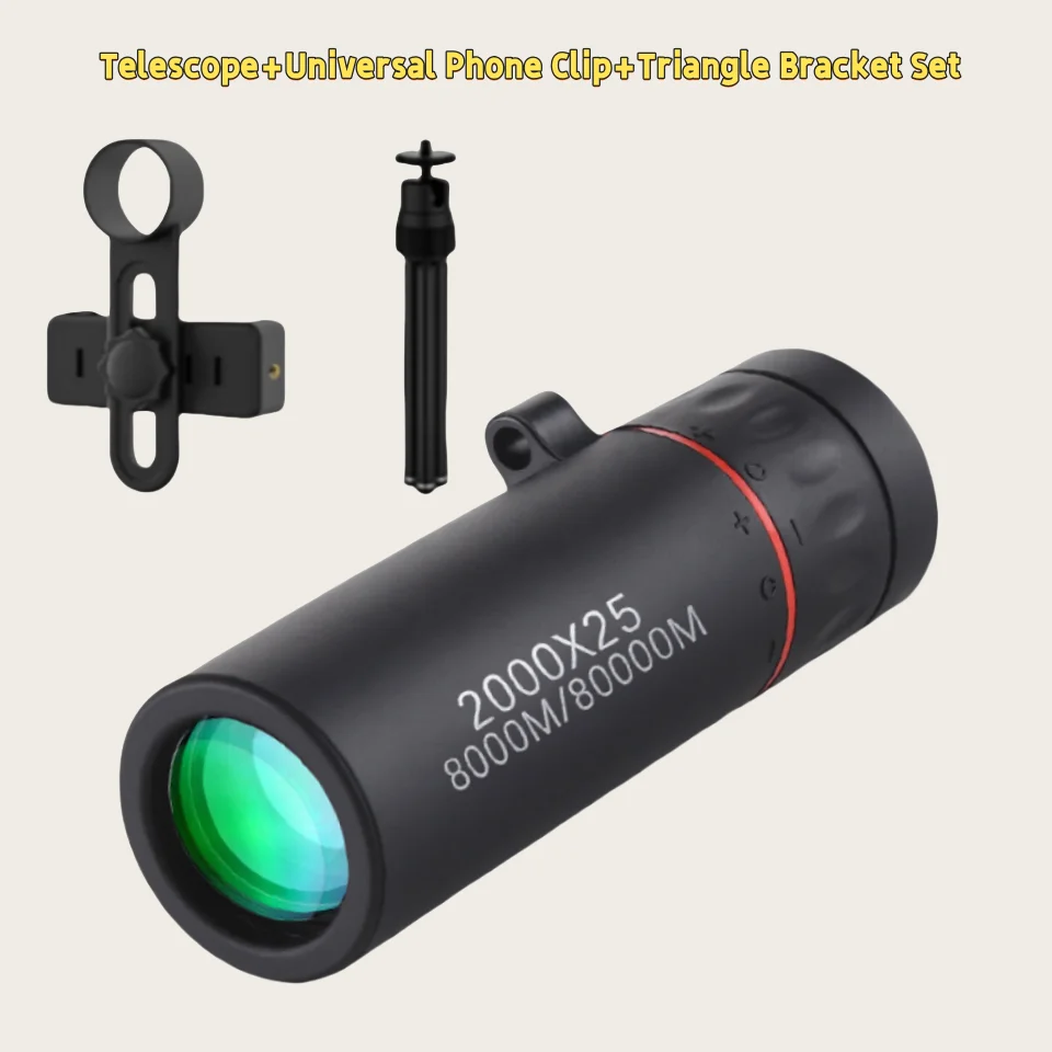 2000x25 HD Monocular Telescope Mini Portable Mobile Phone Telescope with Holder Outdoor Camping Hunting Birdwatching Telescopes photo 7