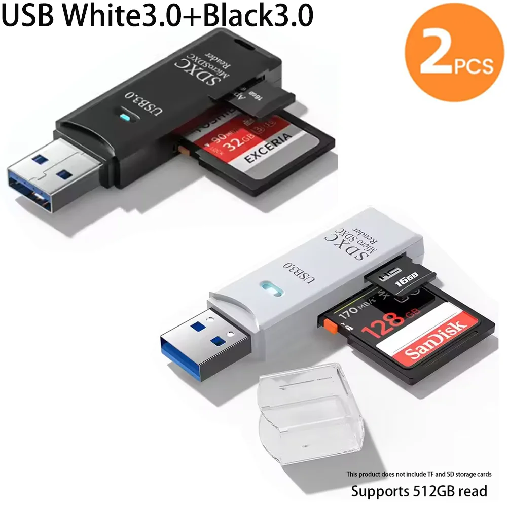 2-in-1 USB 3.0 High Speed Card Reader TF Memory Card Adapter Portable USB Flash Drive Design for PC Laptop Office Accessories photo 7