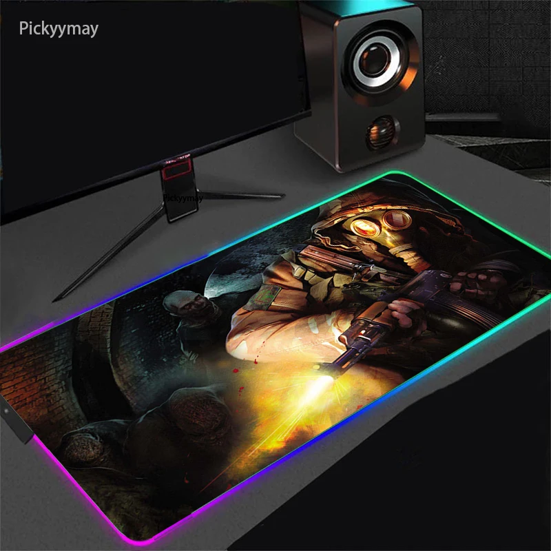 RGB Gaming Mouse Pad Mousepad Large Mause Pads Warzone Gaming Carpet Mouse Mat Gamer LED Backlight Deskmat Pc Gamer Accessories photo 4