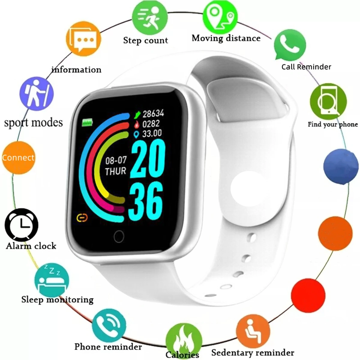 Smartwatch Men Women Wristwatches Smart Watch Message Fitness Monitor Bracelet Birthday Gift Electronic Clock For Android IOS photo 8