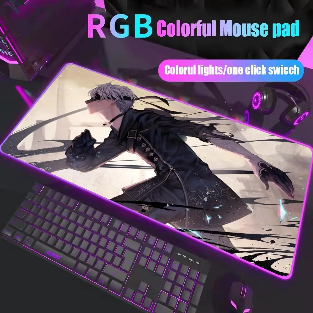 Rgb Mouse Pad Nier Automata 2b Desk Mat Gaming Mats Big Carpet Offices Computer Mousepads Anime Girl Deskmat Office Rug Mousepad photo 5