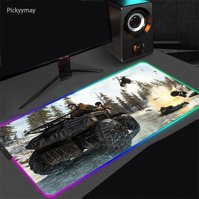 RGB Gaming Mouse Pad Mousepad Large Mause Pads Warzone Gaming Carpet Mouse Mat Gamer LED Backlight Deskmat Pc Gamer Accessories photo 6
