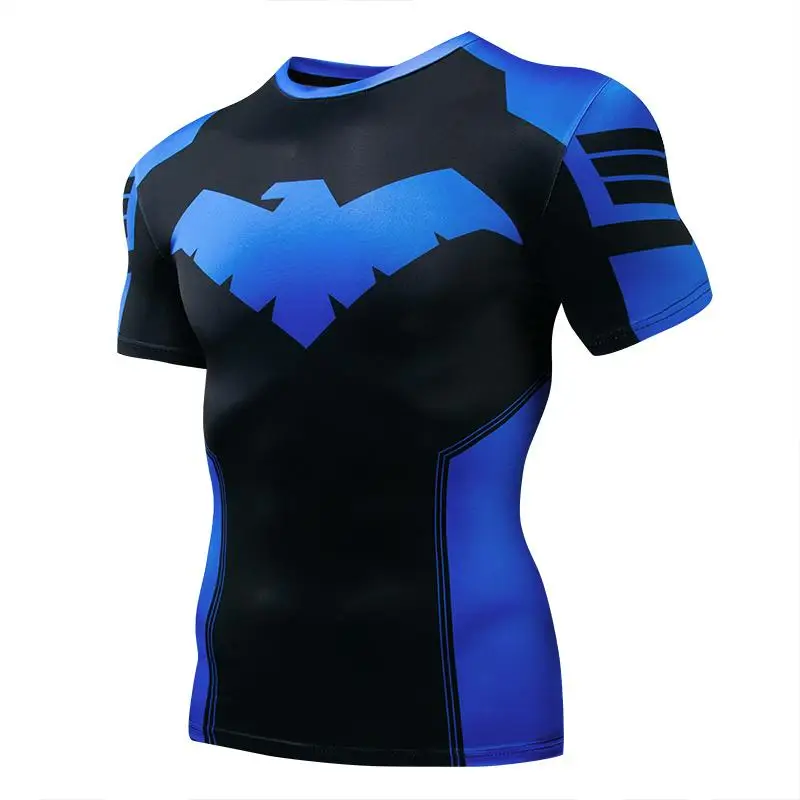 Compression T-Shirts Sportswear Gym Rash Guard Boxing Training Sports Tops 3D Nightwing Men T Shirt Running Quick-Dry Shirts Men photo 7