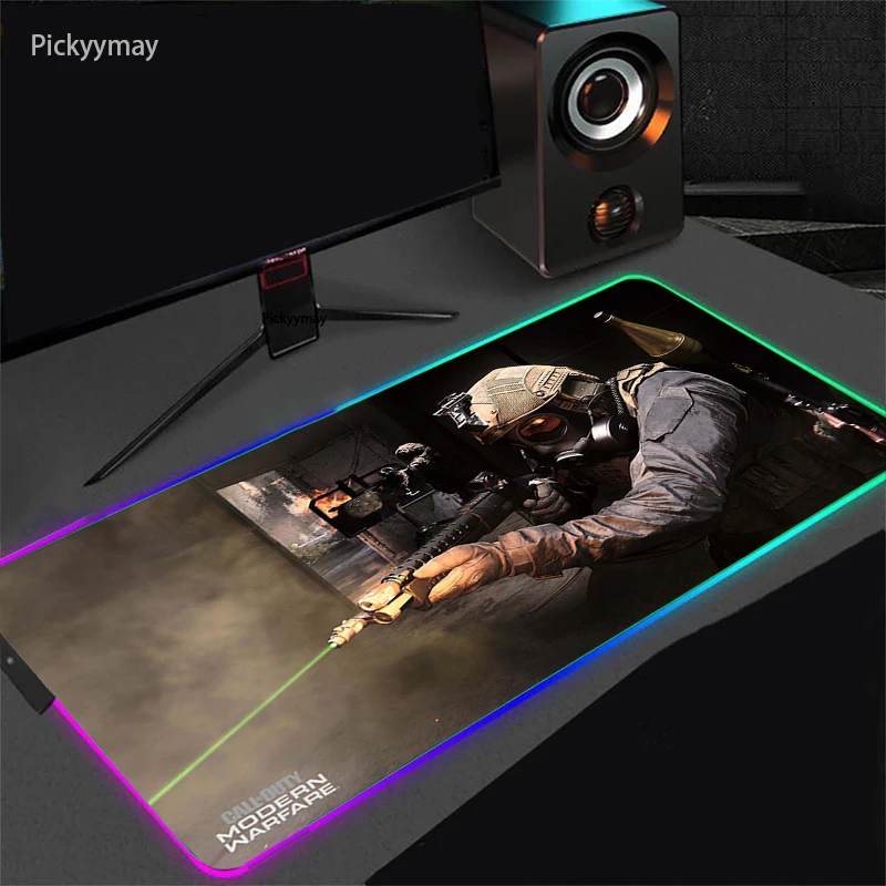 RGB Gaming Mouse Pad Mousepad Large Mause Pads Warzone Gaming Carpet Mouse Mat Gamer LED Backlight Deskmat Pc Gamer Accessories photo 5