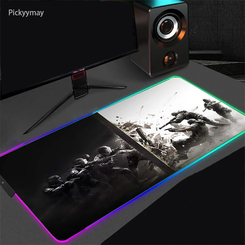 RGB Gaming Mouse Pad Mousepad Large Mause Pads Warzone Gaming Carpet Mouse Mat Gamer LED Backlight Deskmat Pc Gamer Accessories photo 8