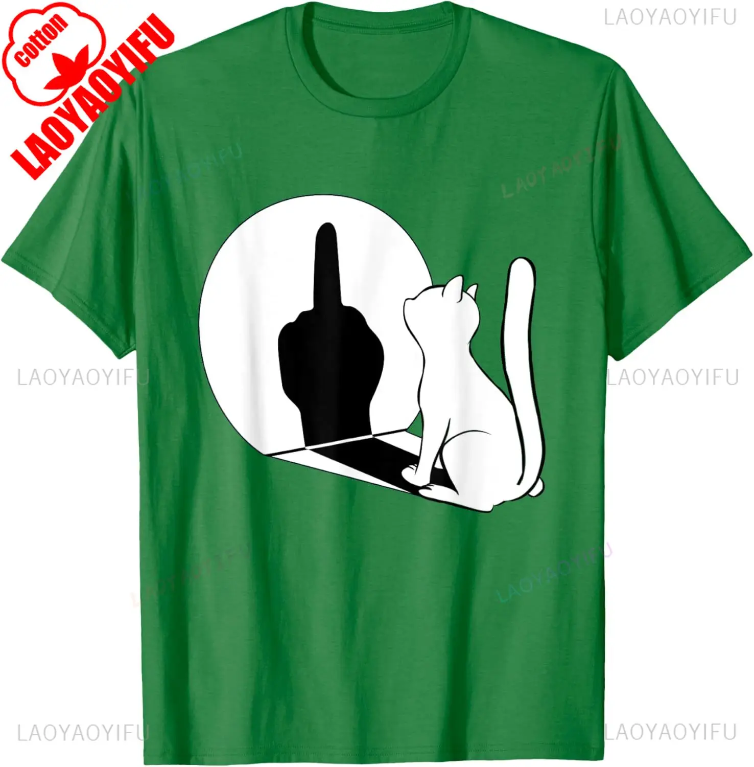 Middle Finger Cat Statement Cat Funny Gift T-Shirt Regular Short Sleeve Tops O-neck Men's Cotton T-shirt Cotton Summer Shirts photo 7