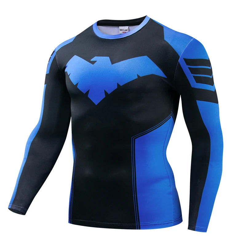 Compression T-Shirts Sportswear Gym Rash Guard Boxing Training Sports Tops 3D Nightwing Men T Shirt Running Quick-Dry Shirts Men photo 8