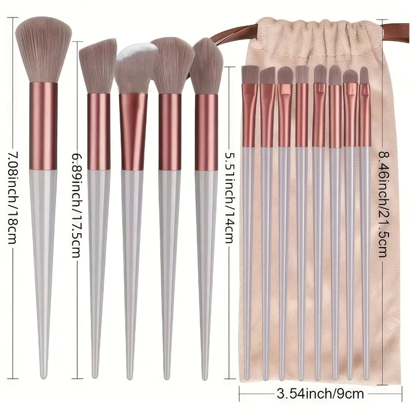 13-Piece Cosmetic Brush Set, a complete set of soft brushes suitable for eye shadow, foundation makeup, BB cream, and concealer. photo 6