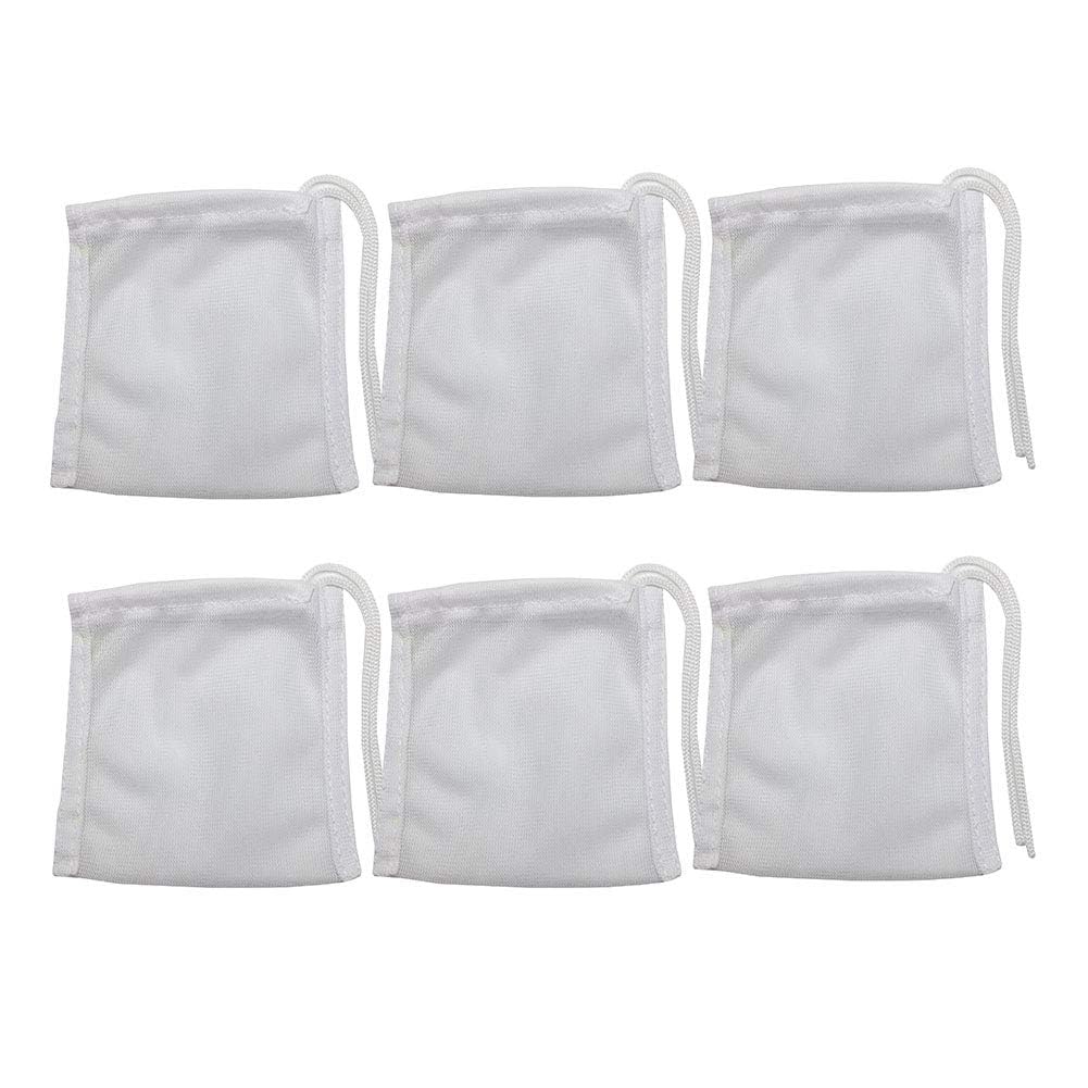 Fish Tank Small Sized Filter Bags, 6 Pack High Flow Bags 3 By 4 Inches Aquarium Filter Media Mesh Bags With Nylon Drawstrings,White photo 1