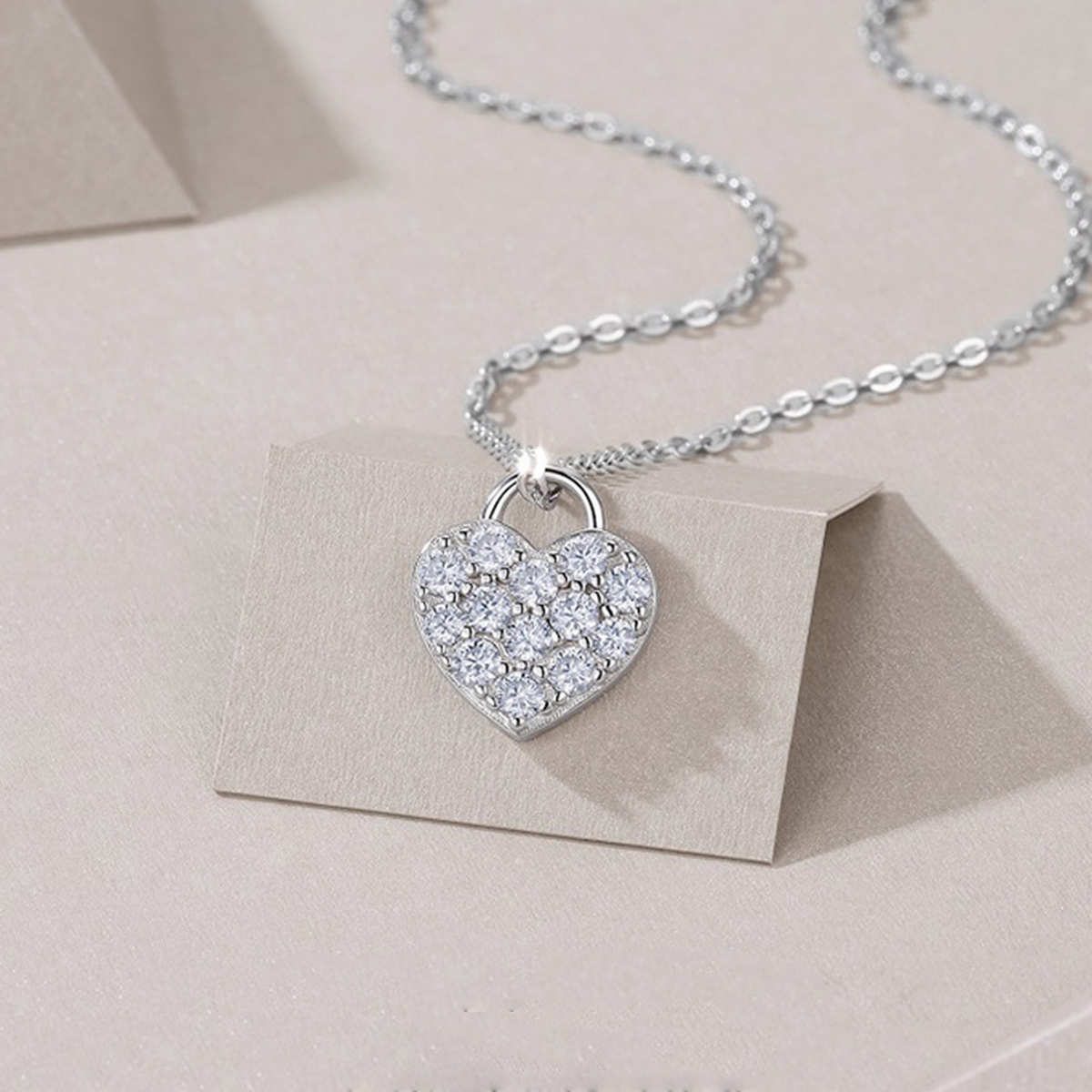 S925 Silver 4g Pave Heart Moissanite Necklace, D VVS1, 40&5cm, GRA Certified photo 3