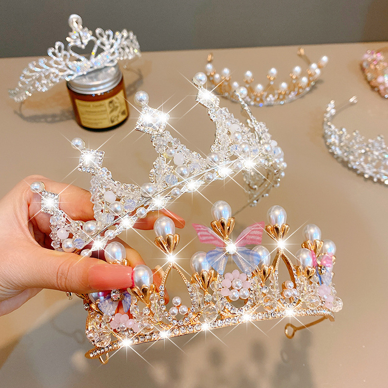 Sweet Fashion Jewelry Hair Accessories Multicolor Pearl Crown Banquet Birthday Fashion Princess Headband Girl Kawaii Crown Crown Headband Headgear Headgear Crystal  Wedding Party Hair Accessories photo 1