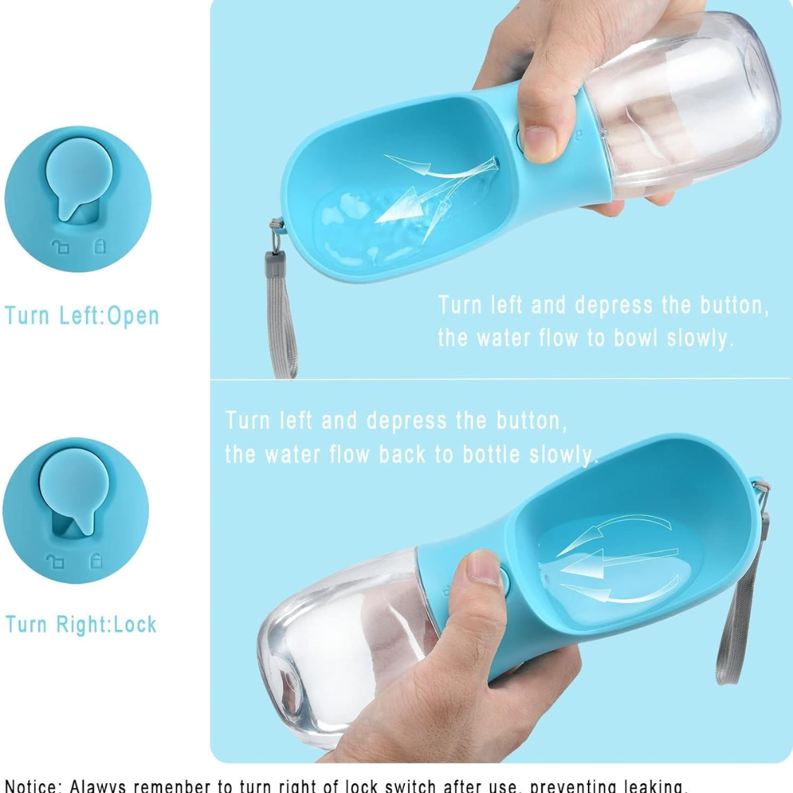 Portable Dog Water Bottle With Food Container & Filter, Travel Drinking Bottle For Pets photo 4