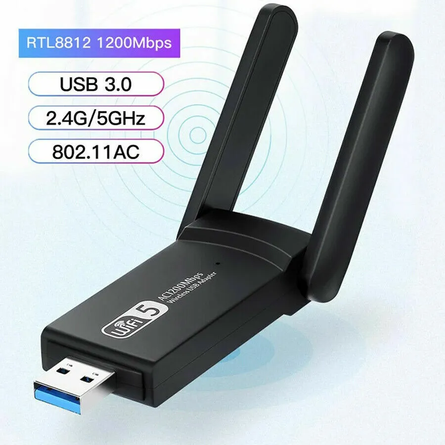 1200Mbps Long Range AC1200 Dual Band 5GHz Wireless USB 3.0 WiFi Adapter Antennas photo 3