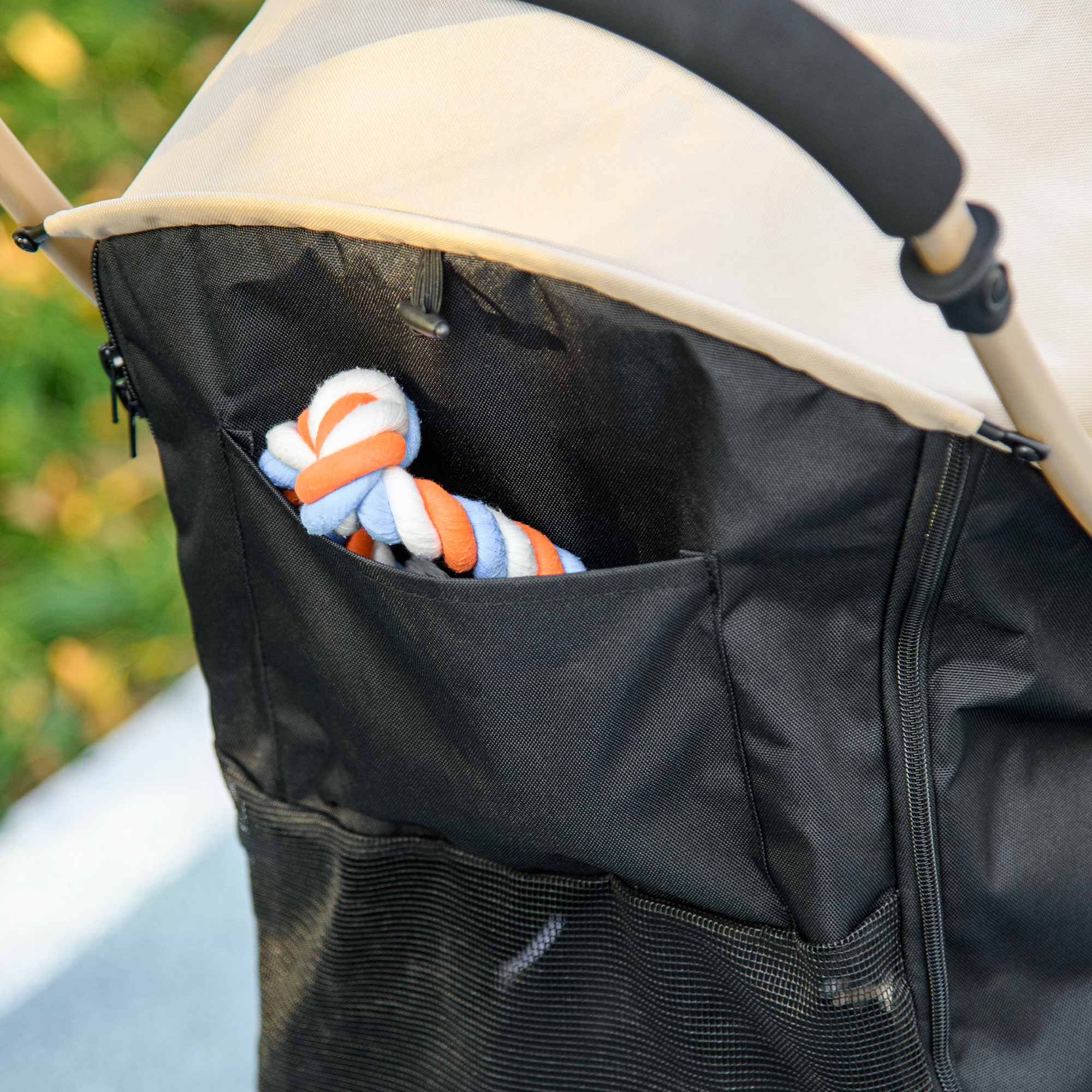 Pet Stroller For Small And Miniature Dogs, With Rain Cover - Khaki photo 4