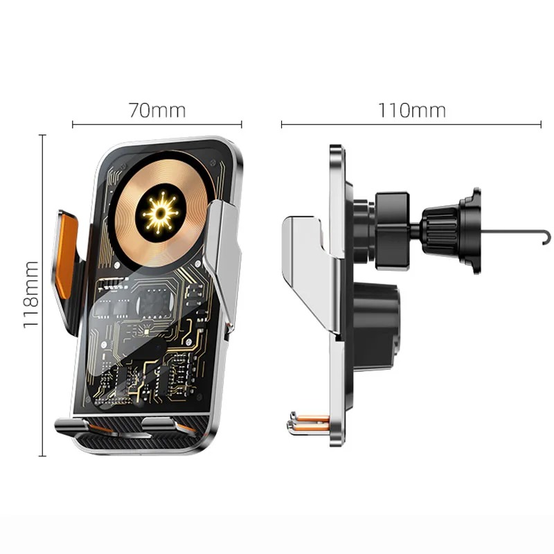 Universal Car Mount With Wireless Charging Function For Mobile Phones, Transparent Air Vent Mount For Vehicle Navigation And Smartphones photo 4