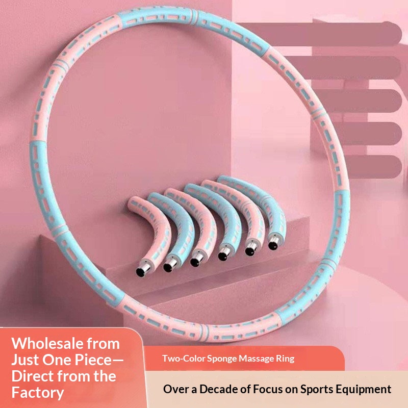 Two-color Sponge Massage Weighted Hula. Hoop. Detachable Stainless Steel Foam Hula. Hoop Abdominal Control Waist Beauty Fitness Equipment photo 1