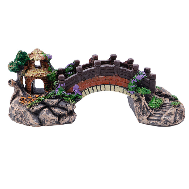 Fish Tank Aquarium Landscape Rockery Fake Bridge Landscaping Decoration Package Fish Globe Decorative Simulation Bridge Rockery Stone photo 2