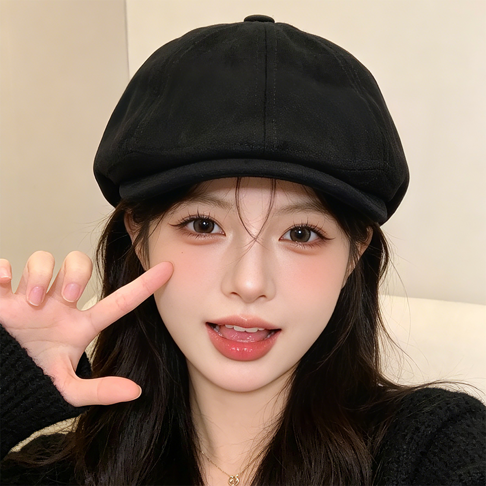 Vintage Fashion Autumn-winter Versatile Brushed Octagonal Brimmed Forward Hat With British Style Solid Color Versatile Casual Baseball Cap Beret photo 8