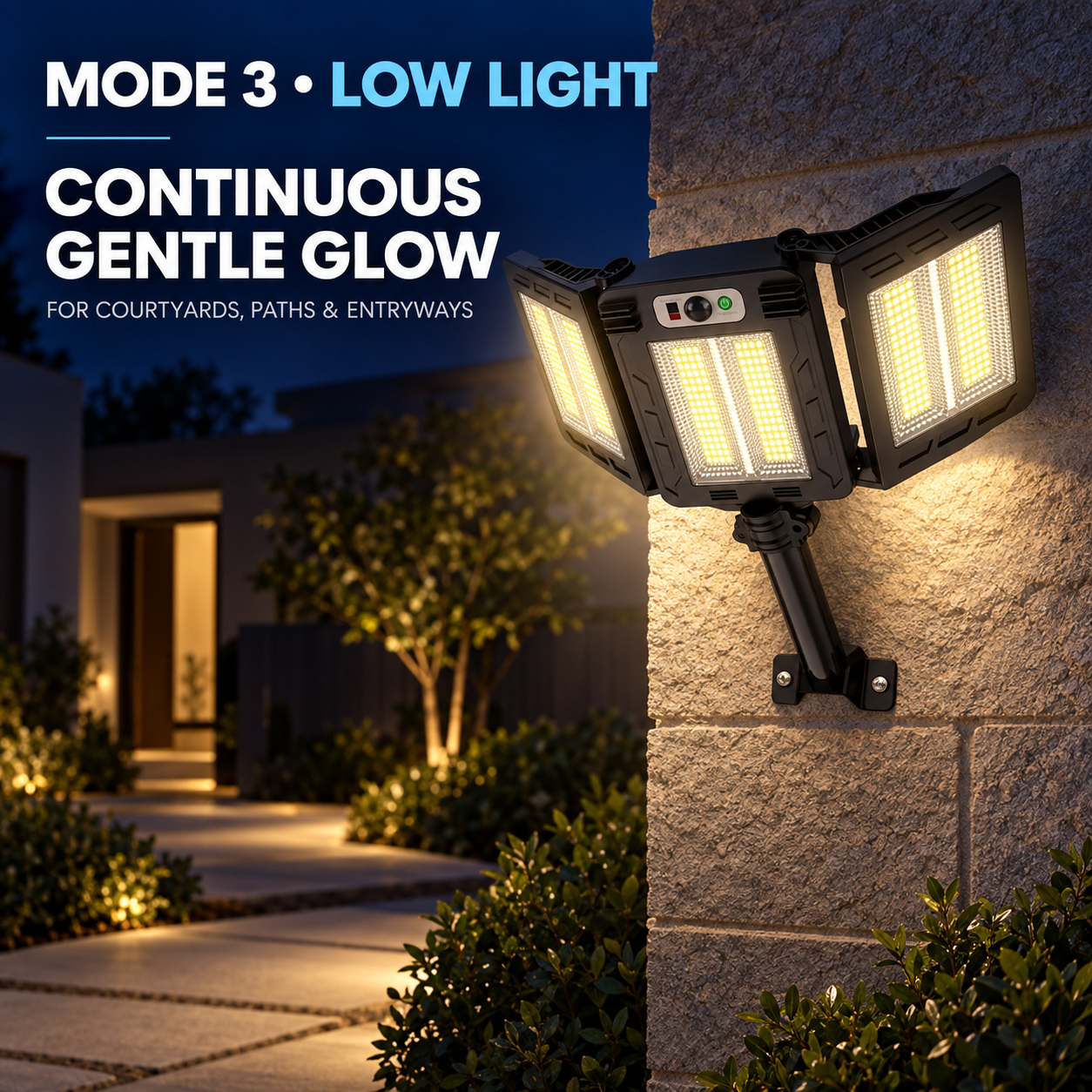 Solar Powered Rechargeable Motion Sensor LED Work Light 3000mAh For Auto W785 2 Battery Street photo 2
