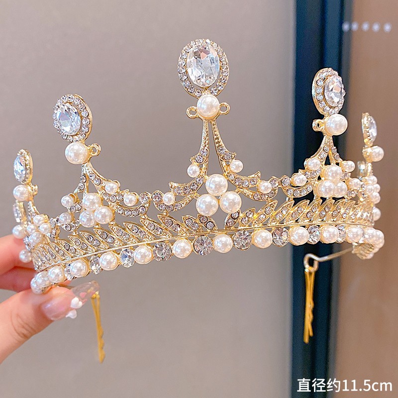 Sweet Fashion Jewelry Hair Accessories Multicolor Pearl Crown Banquet Birthday Fashion Princess Headband Girl Kawaii Crown Crown Headband Headgear Headgear Crystal  Wedding Party Hair Accessories photo 7