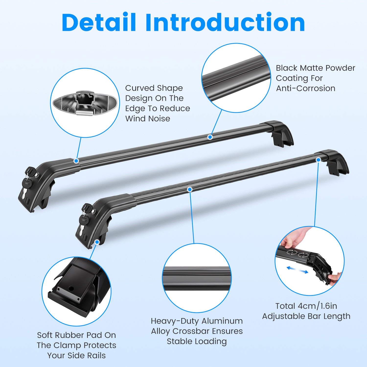 Roof Rack Cross Bars Fit For Tiguan 2018-2026 & Taos 2022-2026 With Factory Raised Side Rails Lockable Aluminum Roof Cargo Carrier Bars 330lbs Max Load For Luggage Kayaks Bikes photo 2