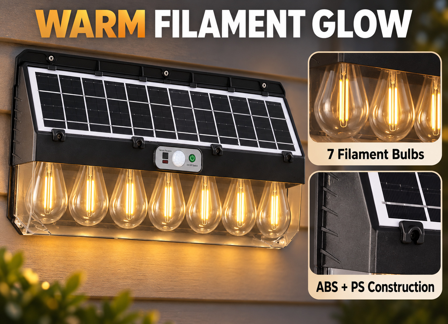 Solar Powered Rechargeable Motion Sensor LED Work Light 4800mAh For Auto W7116 7 4W Street photo 3