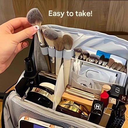 Vertical Cosmetic Bag Magnetic Vertical Large-capacity Portable Travel Cosmetic Toiletry Bag High-value Cosmetic Storage Bag photo 6