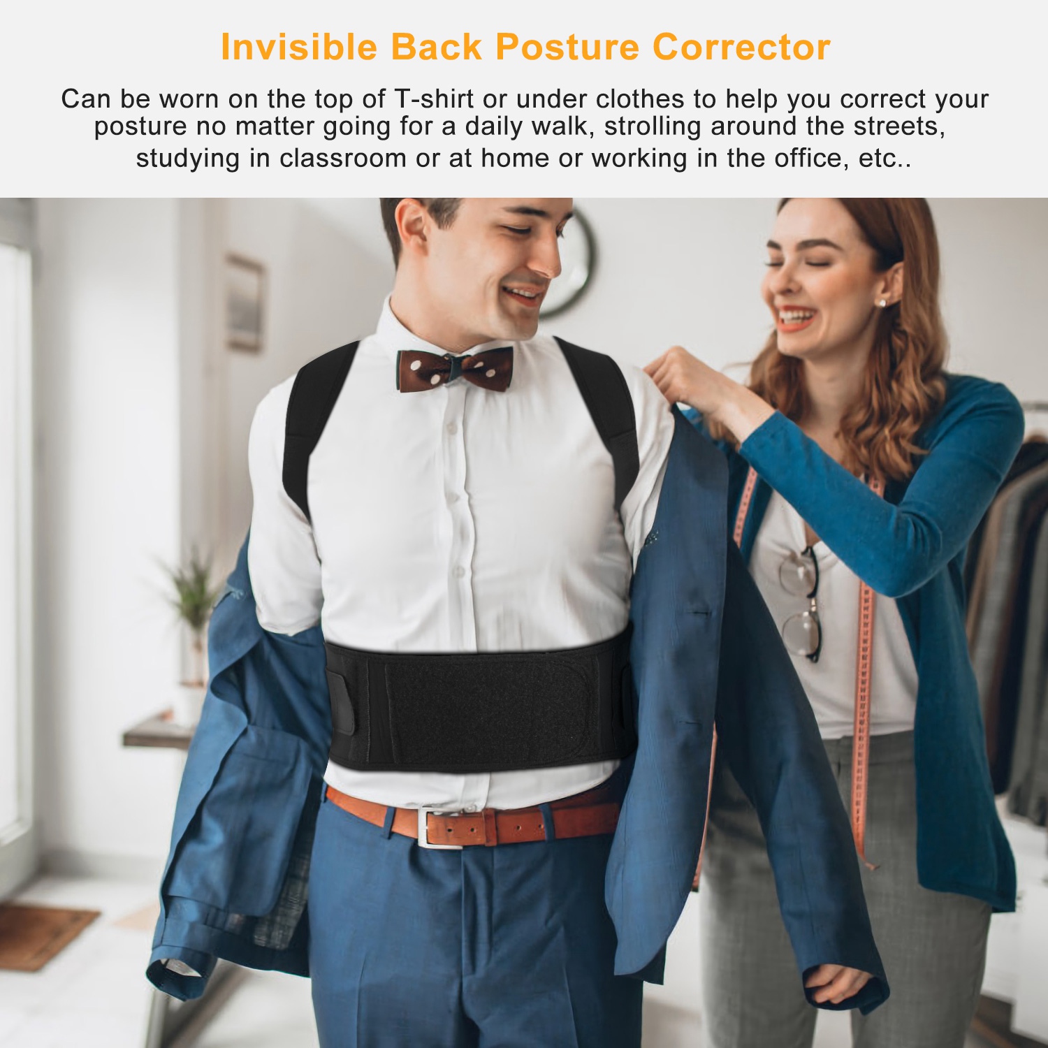 Unisex Posture Corrector Support Magnetic Lumbar Back Posture Support Belt Adjustable Upper Back Braces Clavicle Shoulder Brace Belt Pain Relief Therapy photo 3