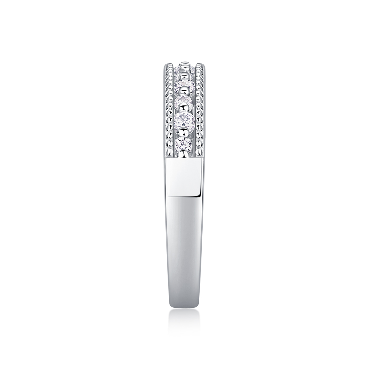 S925 Silver 2.5g Platinum Plated Moissanite Ring, 2.8mm Milgrain Stackable Band, GRA Certified US 5-9 photo 4