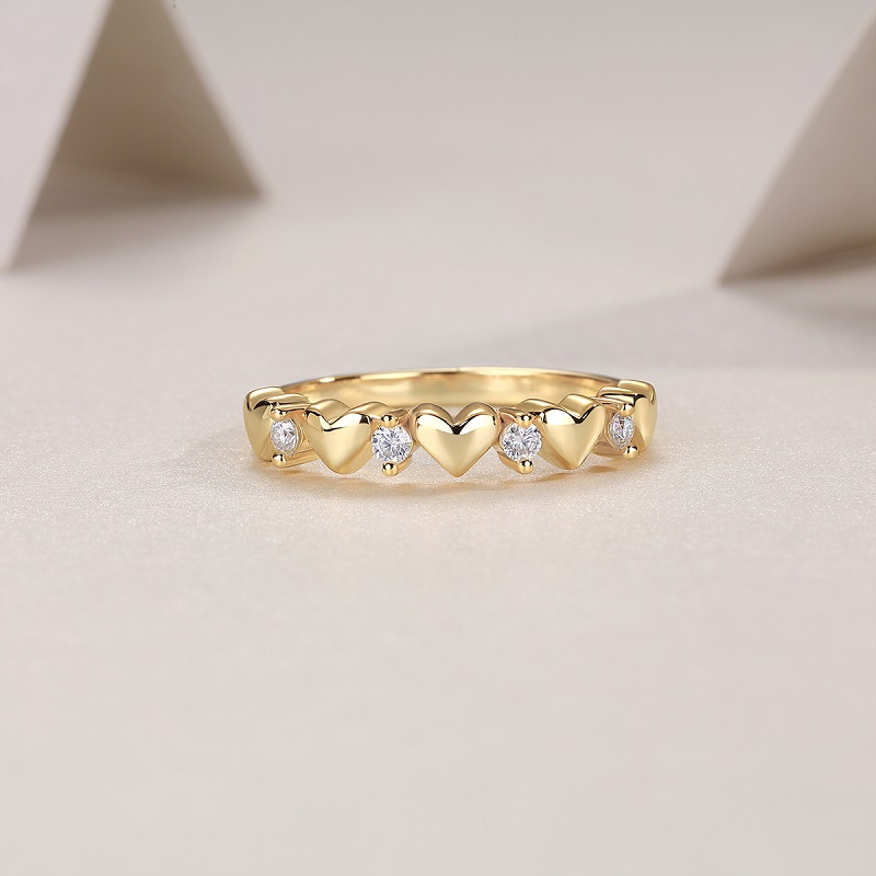S925 Silver Gold Plated Heart Moissanite Ring, 3.9mm 4pcs D VVS1, GRA Certified US 5-9 photo 4