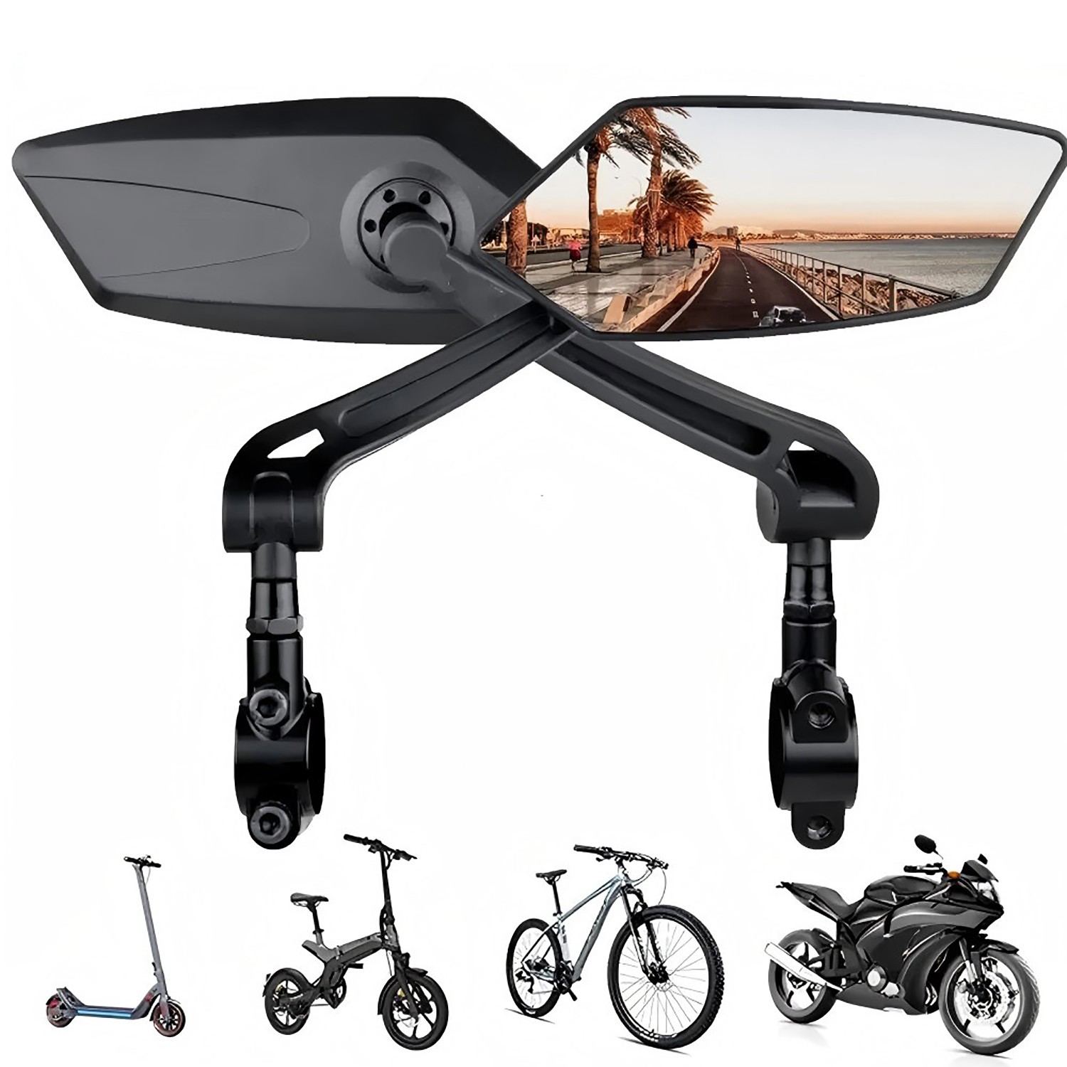 Bike Mirrors E-Bike Rearview Mirrors 1 Pair Right And Left MTB City Bicycle Mirrors Handlebar Rearview Mirror photo 1
