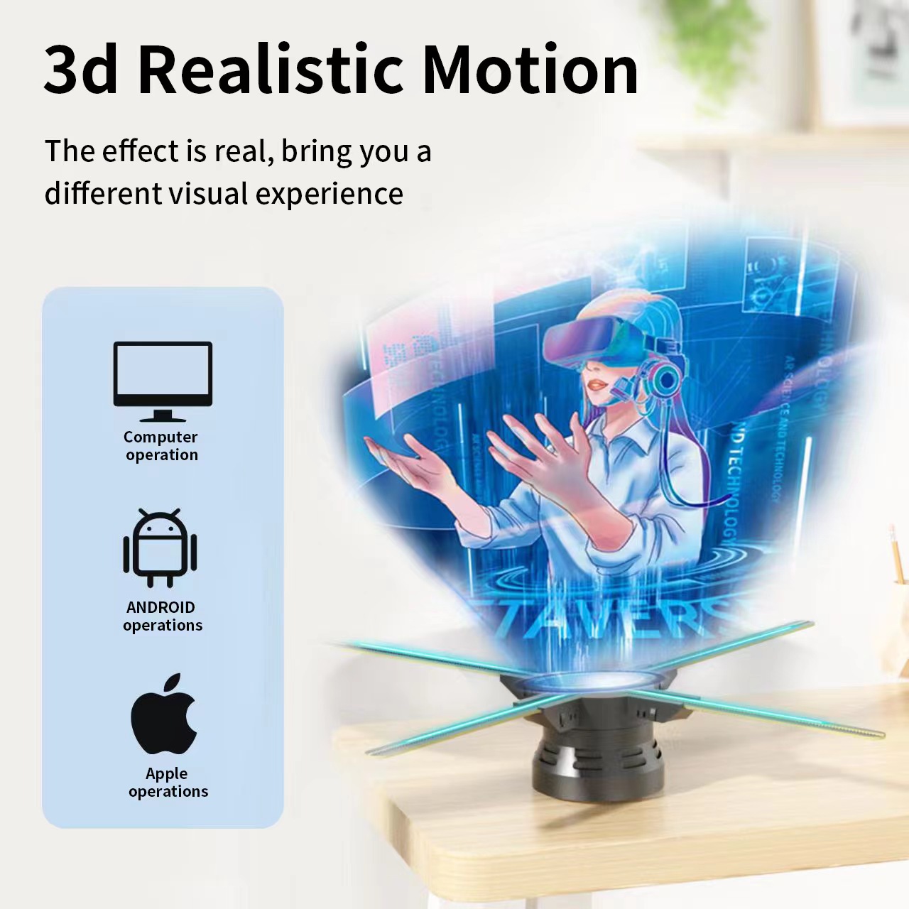 3Dhologramfan, 60cm 3Dhologramfan Projector HD 720 LED Holographic Christmas Tree Advertising Display With Remote Bluetooth WiFi, Video Library For Business,Bar,Halloween Missyou 23.6 Inch photo 1