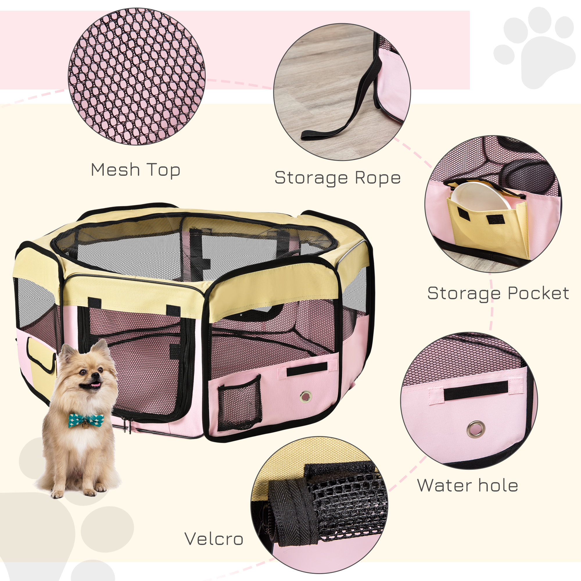 Fabric Pet Whelping Box Dog Cat Puppy Playpen Rabbit Guinea Pig Play Pen In P Ink With Carry Bag Small Dia 90 X 41Hcm photo 1