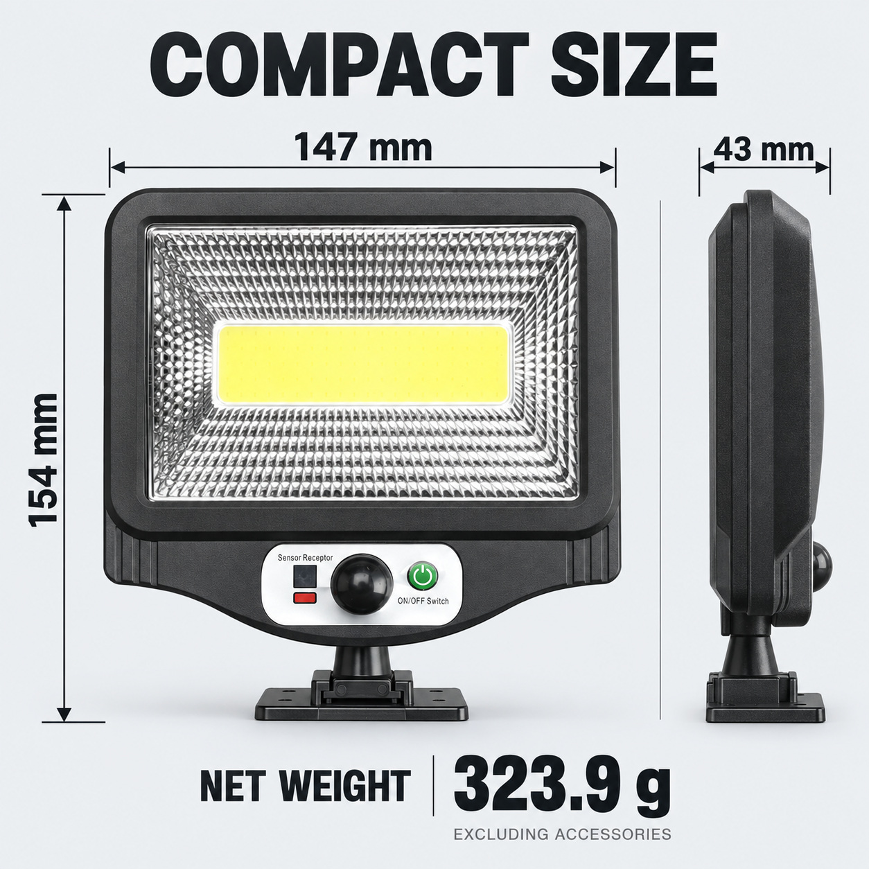 Solar Powered Rechargeable Motion Sensor COB LED Work Light 1500mAh For Auto W781 1 Remote photo 4