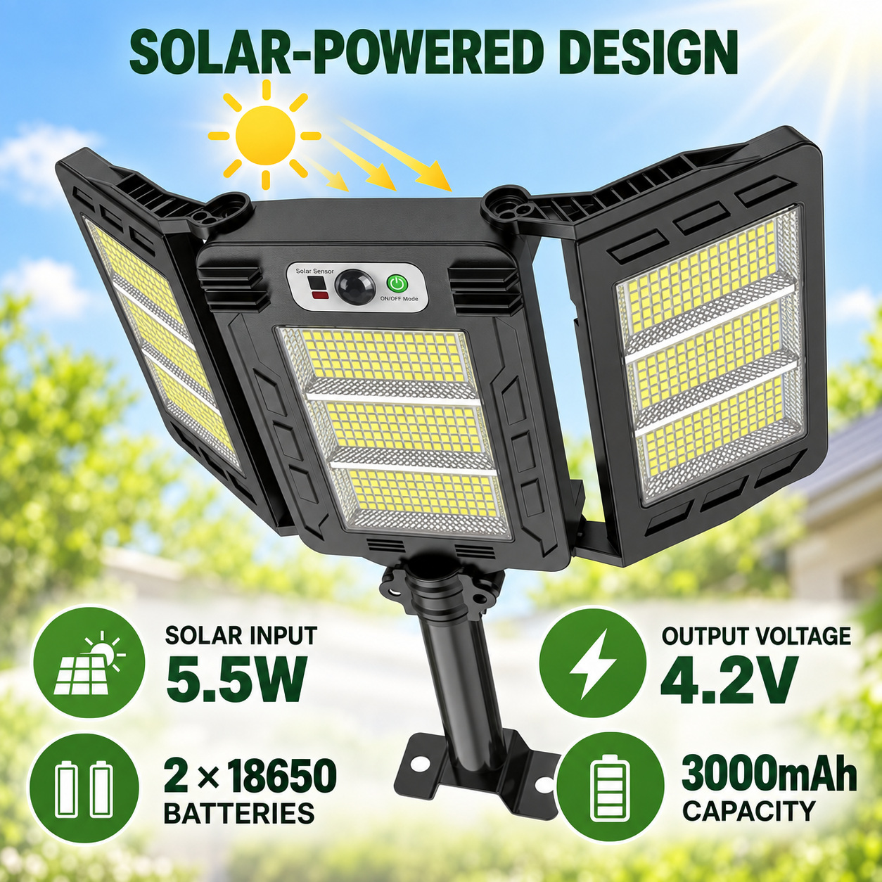 Solar Powered Rechargeable Motion Sensor LED Work Light 3000mAh For Auto W785 3 2 Hour photo 8