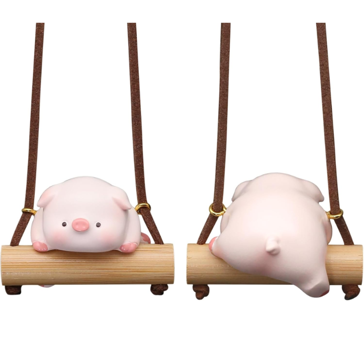 Pig Car Hanging Ornament, Piggy Cute Car Accessories For Women Girl Funny Car Decorations Pig Gifts photo 1