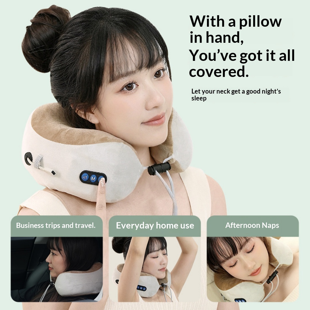 Multifunctional U-Shaped Pillow Memory Foam Portable Car Travel Electric Neck Cervical Spine Massager U-Shaped Massage Pillow photo 1