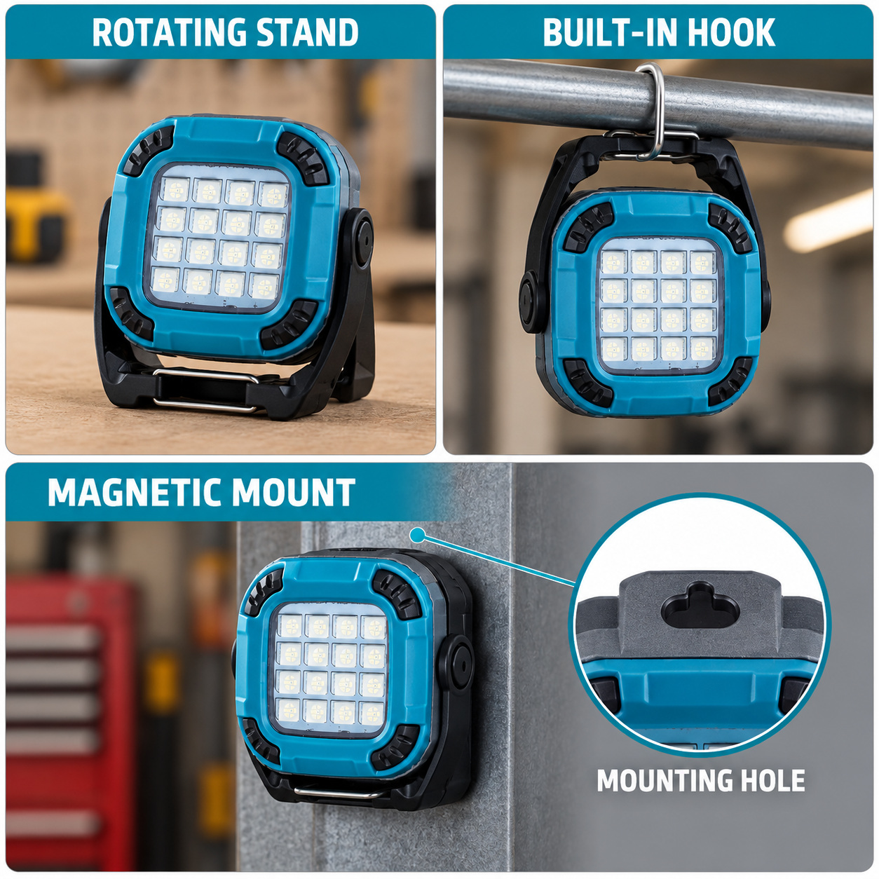Rechargeable Magnetic Battery Display Type C LED Work Light Base Hanging W8129 5 1200mAh Flood photo 5