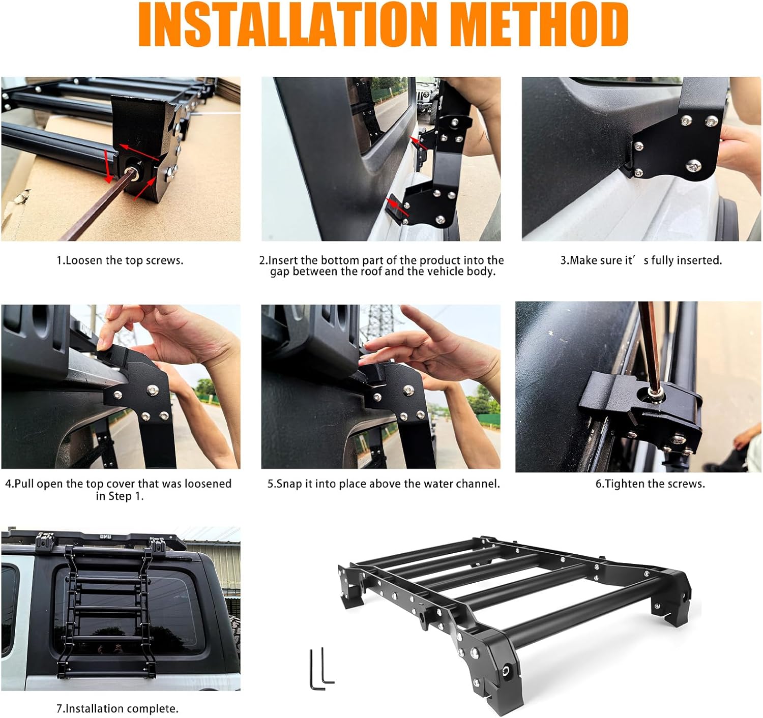 Rear Window Ladder Compatible With 2018-2025 Je Ep Wrangler JL JLU 2 Door 4 Door, Heavy Duty Aluminum Alloy Roof Access Ladder Rack, 200LBS Load Capacity Multifunctional Flank Luggage Ladder Kit photo 6