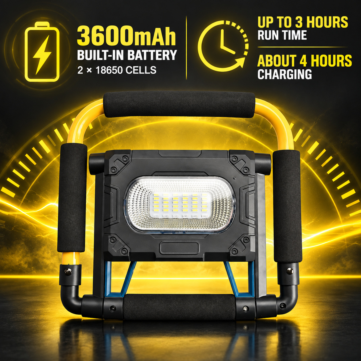 Solar Powered Rechargeable Magnetic Battery Display LED Flood Light W874 1 30 30W Portable Outdoor photo 2