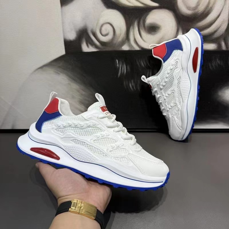 White Laceup Sneakers Fashion Breathable Mesh Flat Shoes Lightweight Versatile Casual Running Walking Shoes photo 1