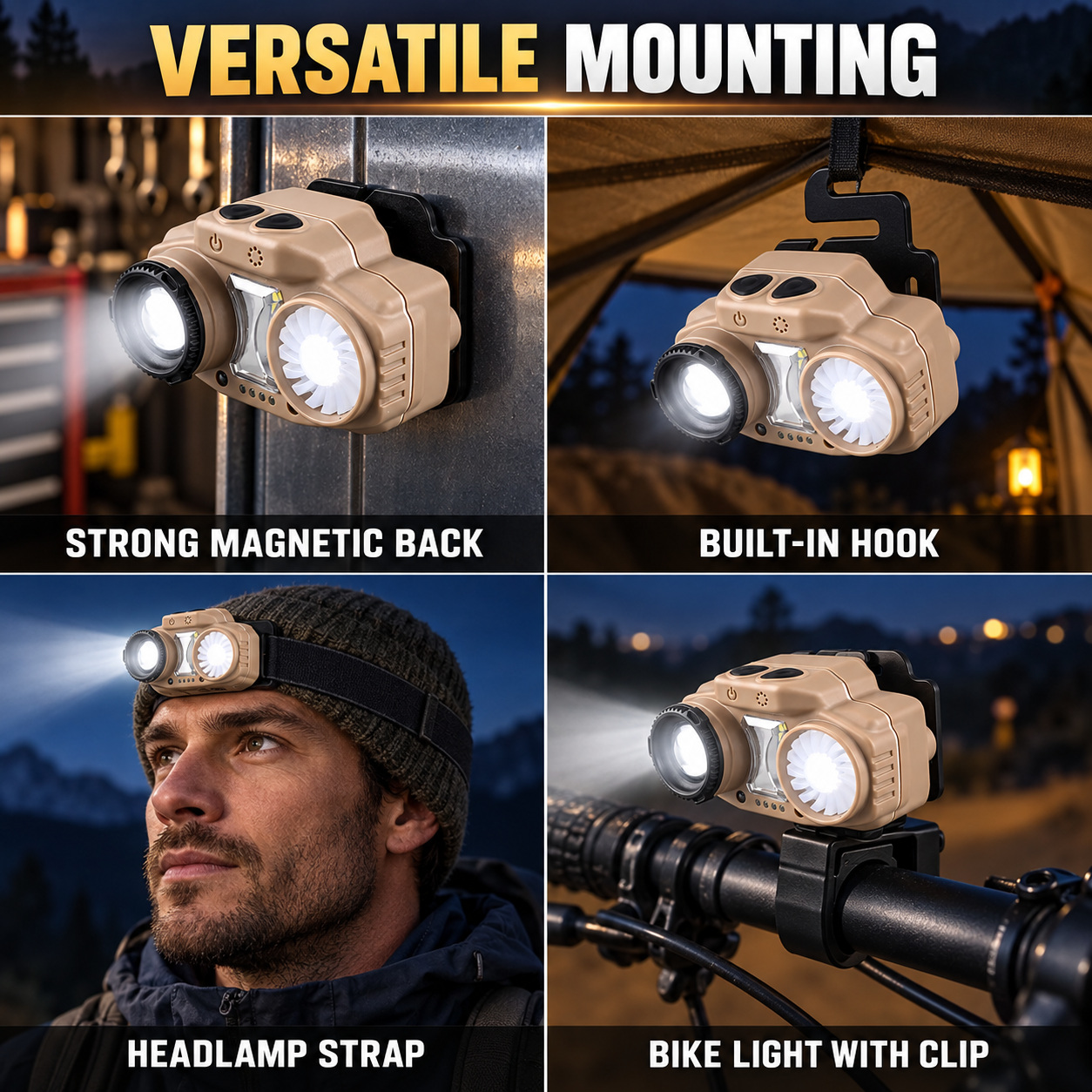 W663 1 Hands Free LED Headlamp 10W 4000mAh Rechargeable Type C For Camping Hiking Work photo 4