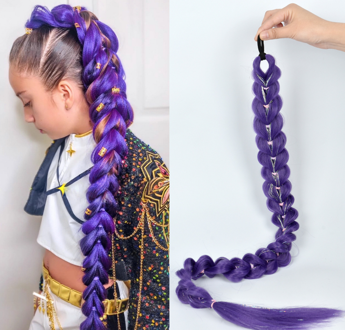Cross-border Foreign Trade European And American Wigs, Witch Hunt Team, Rumi Ponytail, Colorful Elastic Rope Braided Ponytail Wig photo 6