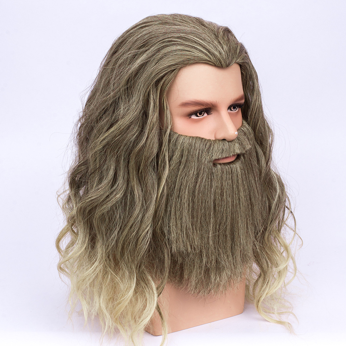 Halloween Cos High Quality Matte Temperature Silk Wig Beard photo 2