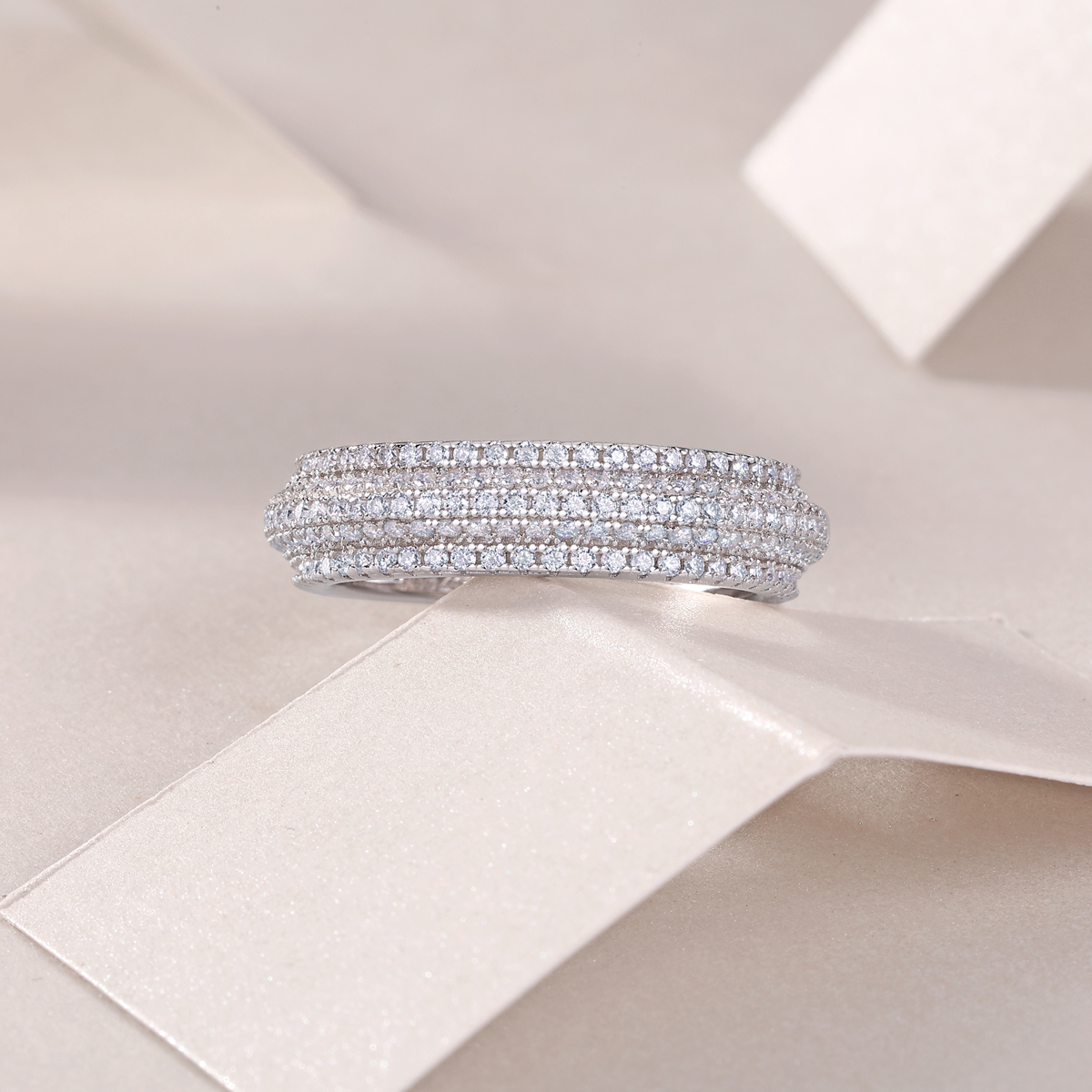 S925 Silver 3.8g Platinum Plated Moissanite Ring, 5.5mm 290pcs D VVS1 Eternity Band, GRA Certified US 5-9 photo 7