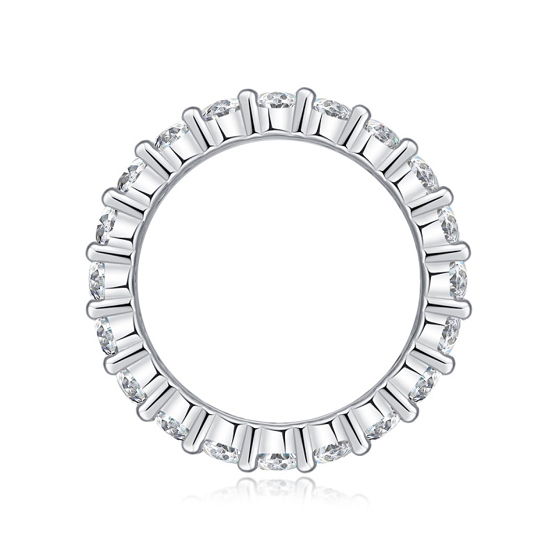 S925 Silver 6.0g Platinum Plated Moissanite Ring, 5x3mm 20pcs D VVS1 Eternity Band, GRA Certified US 5-9 photo 4