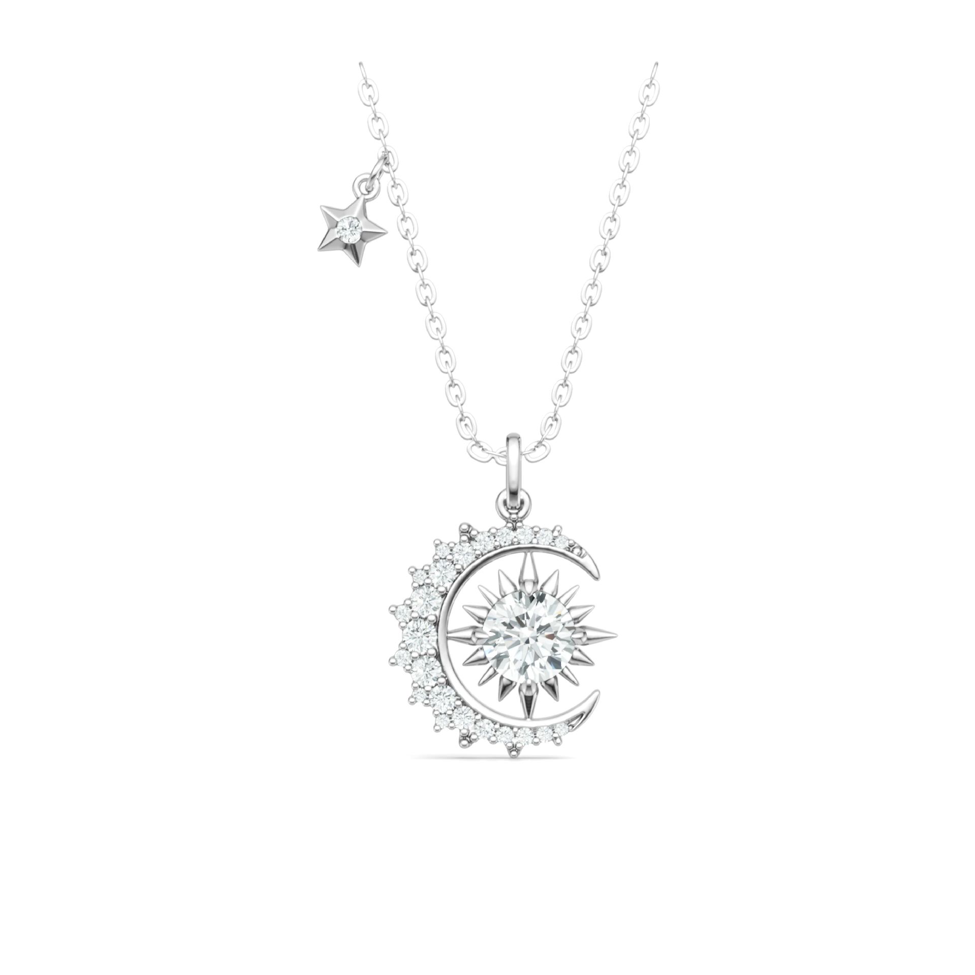 S925 Silver 1ct Moissanite Moon Star Necklace, D VVS1 Celestial Pendant, 40&5cm, GRA photo 1