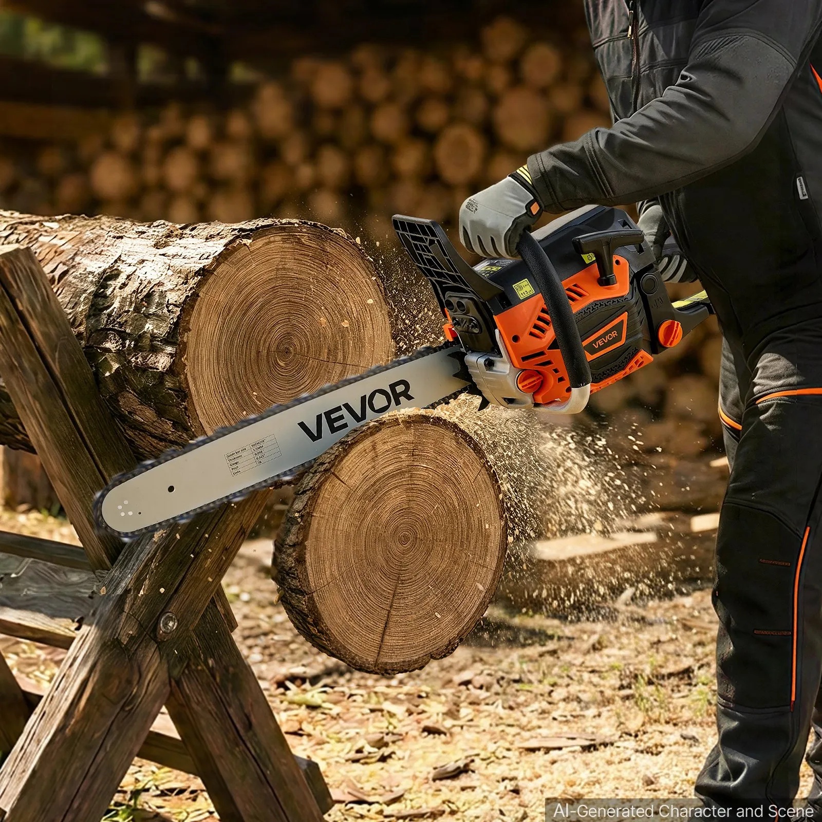 Gas Powered Chainsaw 20 Inch 58CC 3.22HP 2 Stroke Engine Gas Chainsaw, For Wood Cutting, Tree Trimming & Land Clearing, Throttle-Synced Choke, Power Chain Saw With Non-Slip Handle & Dual Tanks photo 2